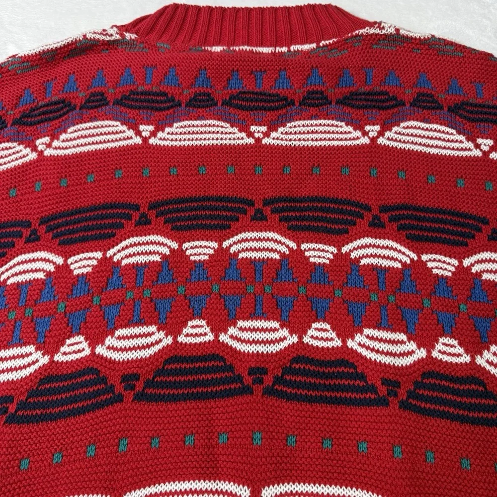 Portland Sweater Co Mens Large Grandpa 90s USA Chunky Abstract Geometric Holiday